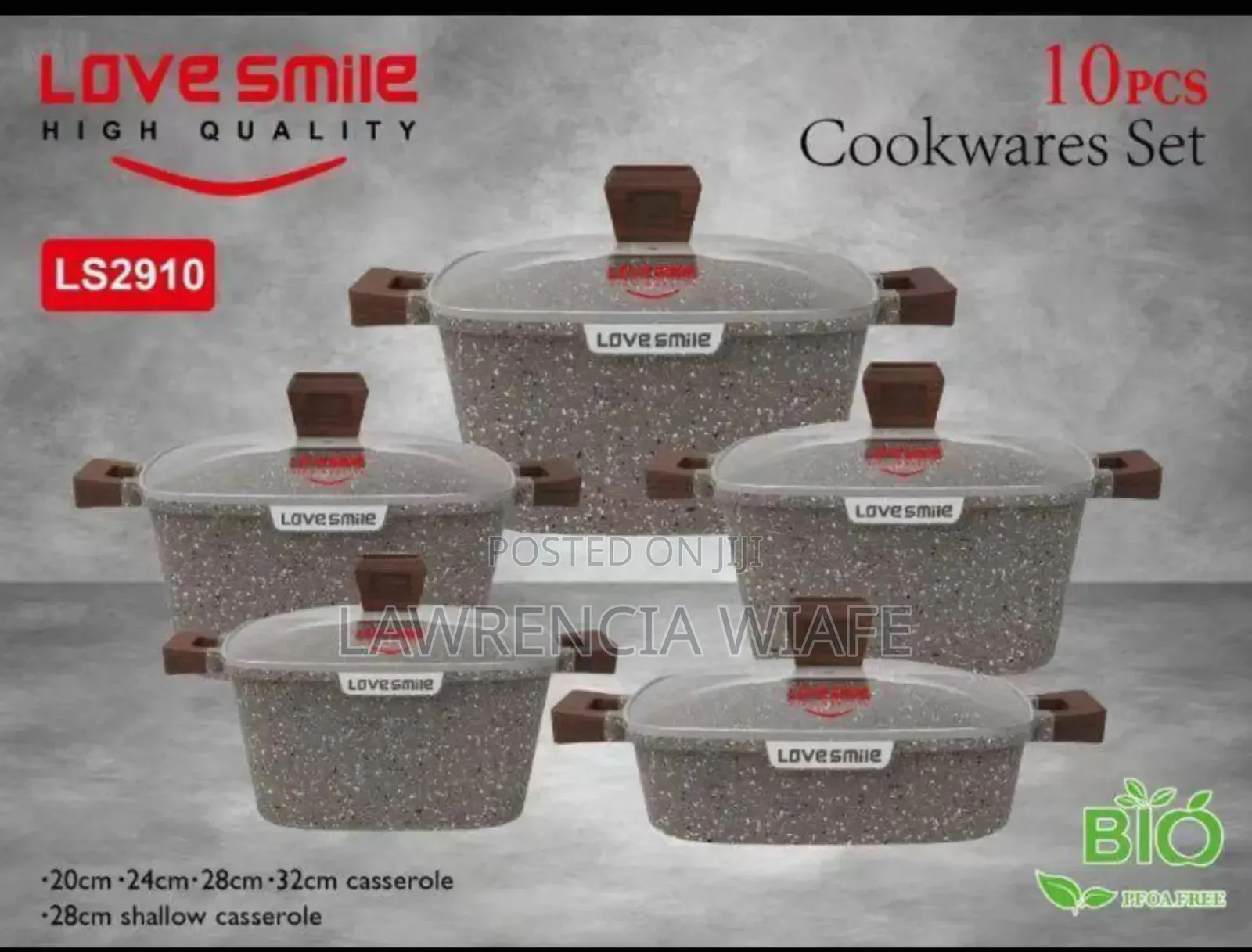 10pcs Lovesmile Cookware Set With Marble Coating