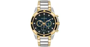 Bulova Men’S Quartz Chronograph Diamond Accent Bi-Tone Watch, 98d132