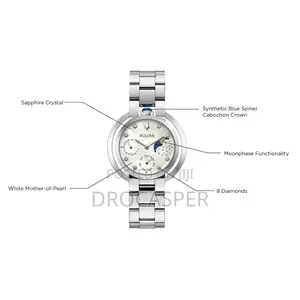 Bulova Rubaiyat Moon Phase Accent, Mother of Pearl Dial Ladies Watch