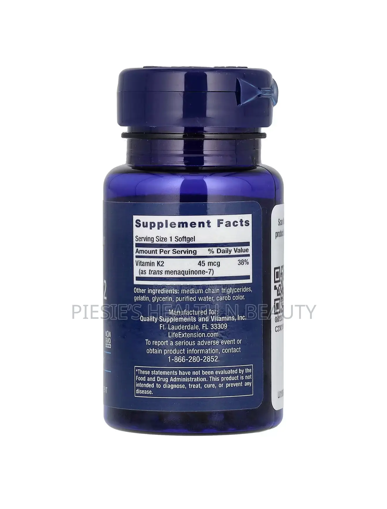 Life Extension Low Dose Vitamin Mk-7 45 McG, 90 Softgels