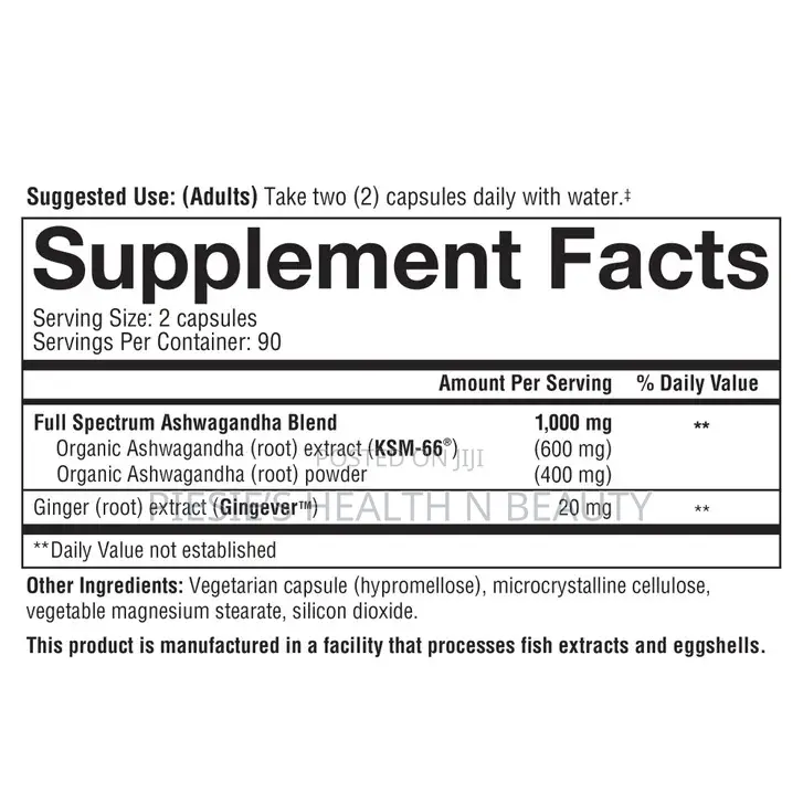 Youtheory Ashwagandha 1000 Mg, 180 Vegetarian Capsules