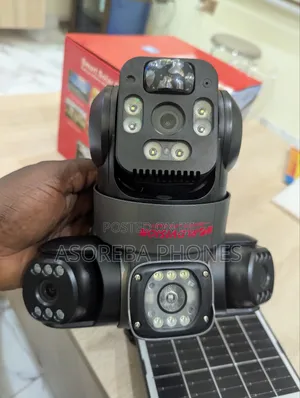 3 Lens (Triple Lens) 4g Solar Powered PTZ Outdoor CCTV Camera V380 Pro