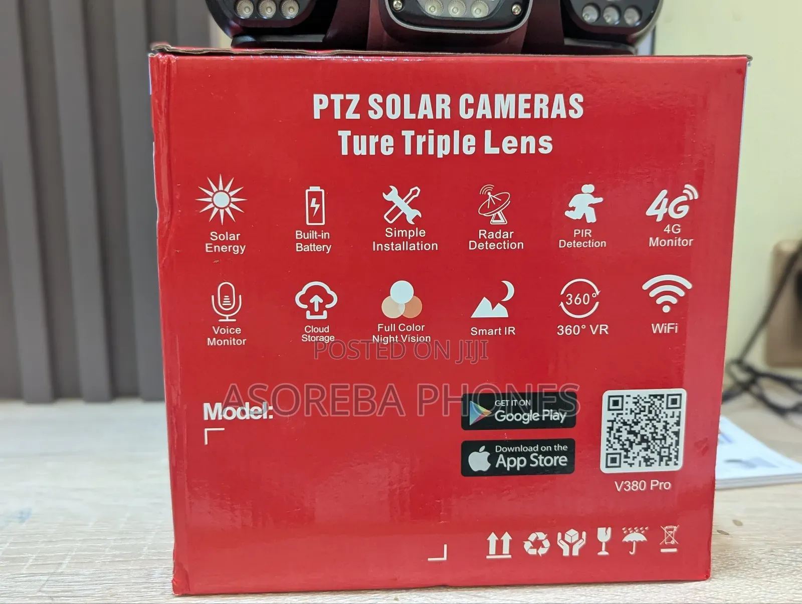 3 Lens (Triple Lens) 4g Solar Powered PTZ Outdoor CCTV Camera V380 Pro