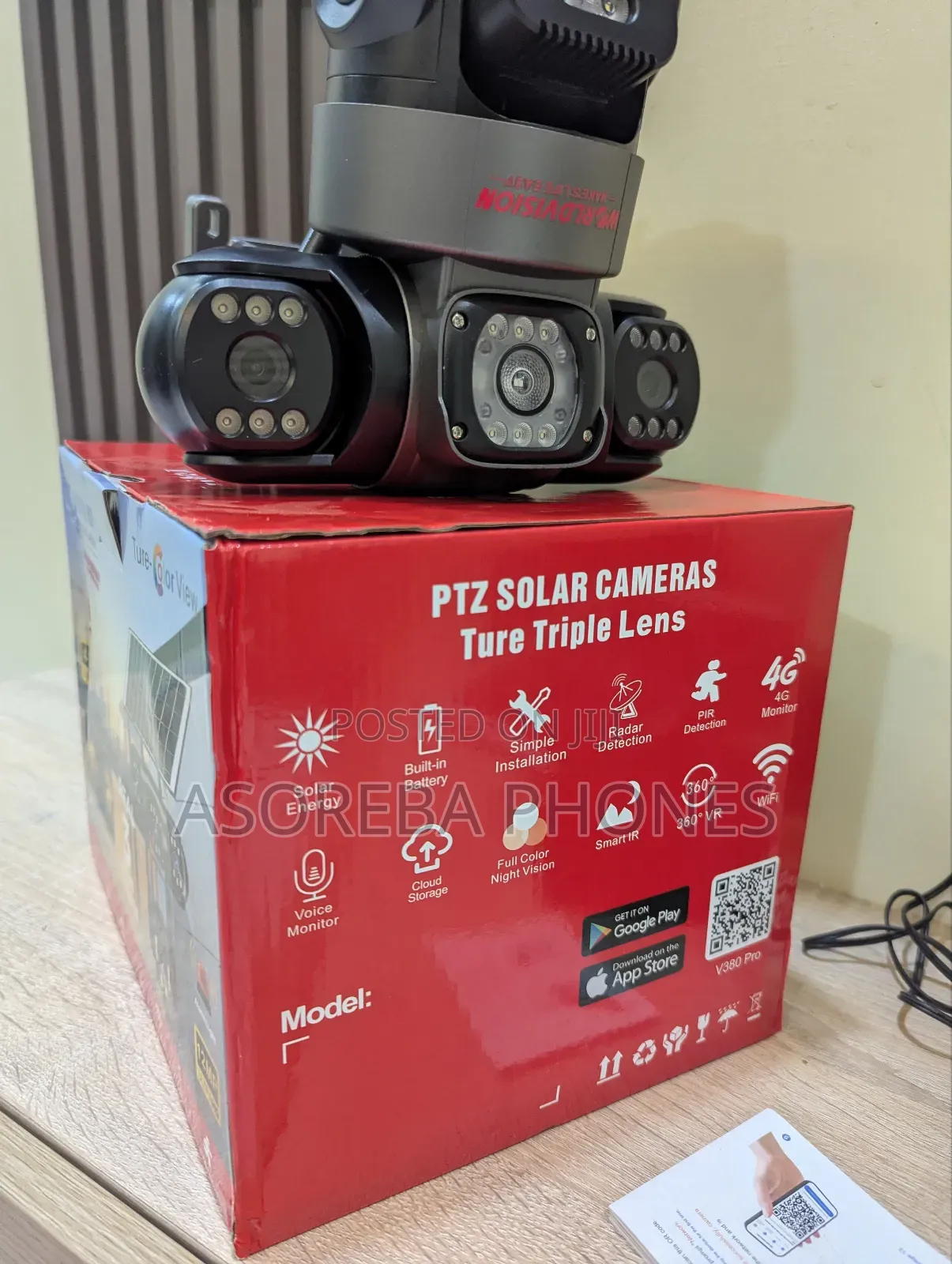3 Lens 4g Solar Powered PTZ Smart CCTV Camera V380 Pro