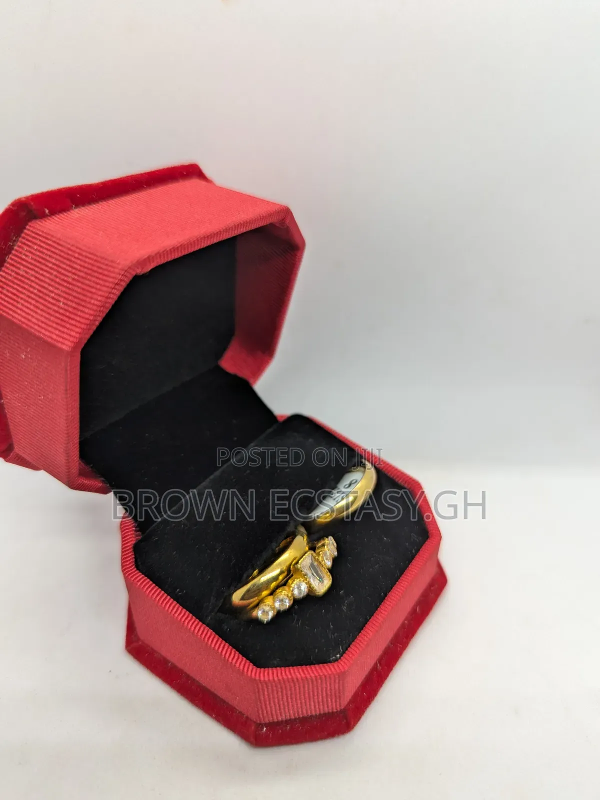 3 Piece Wedding Rings Square Shaped Stones (Swipe)