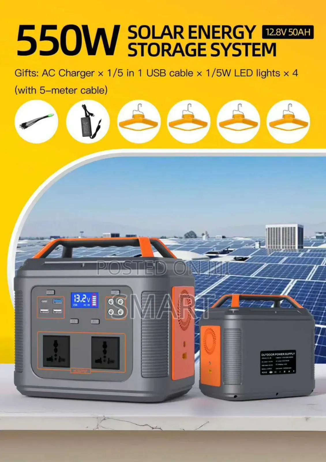 550/640wh Solar Energy Storage System. Battery: 12.8v 50ah