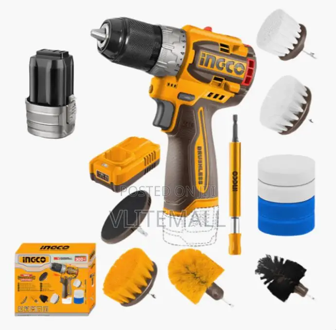 Lithium-Ion Cordless Drill + 2 Pieces 20v Batteries + 11pcs Cleaning