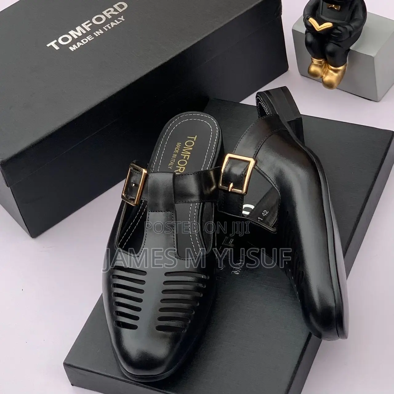 Cross Side Buckled Half Shoe
