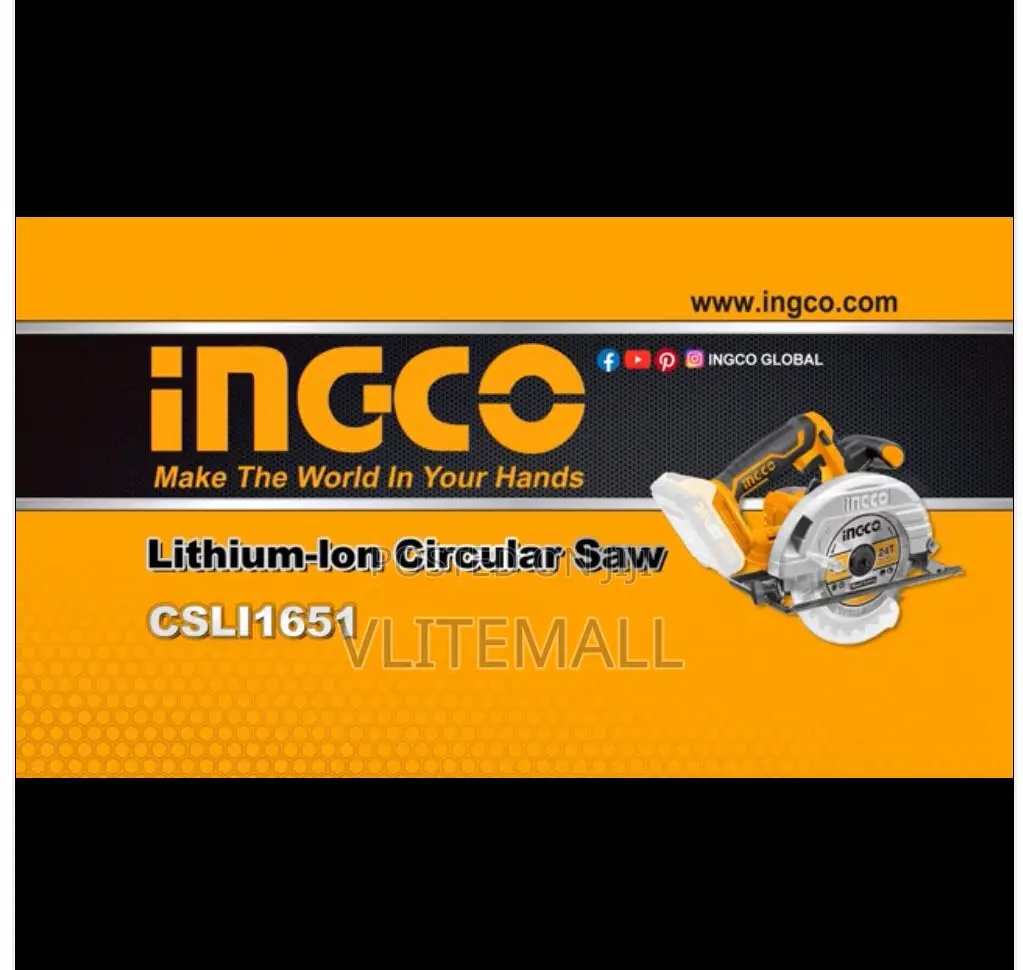 Ingco 7′′ Cordless Lithium Ion Circular Saw 20v, 4600 RPM - Csli1651