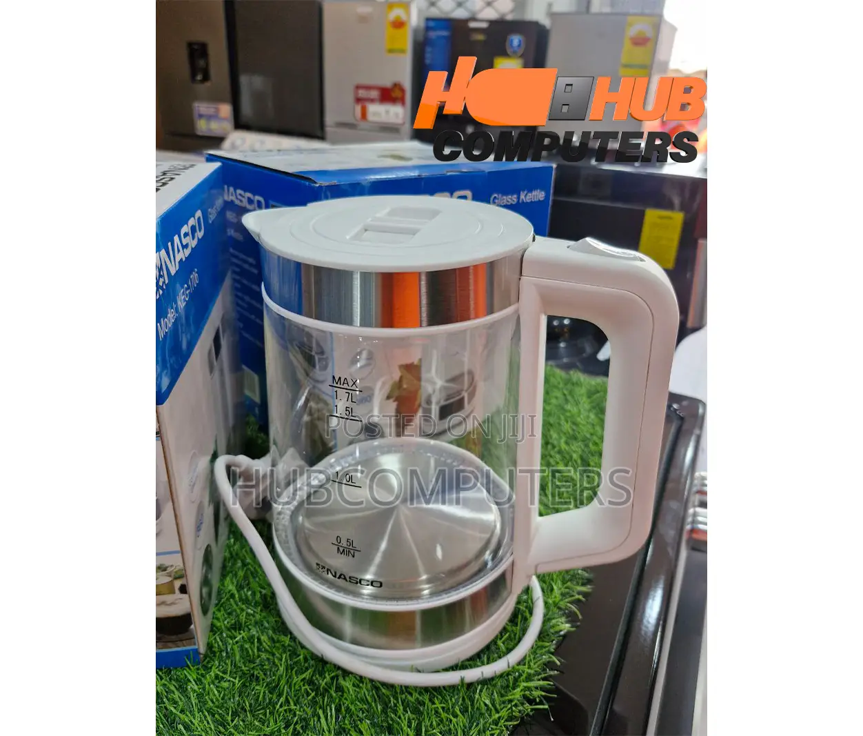 Nasco Kettle 1.7 Litres Transparent Glass Cordless Keg1706