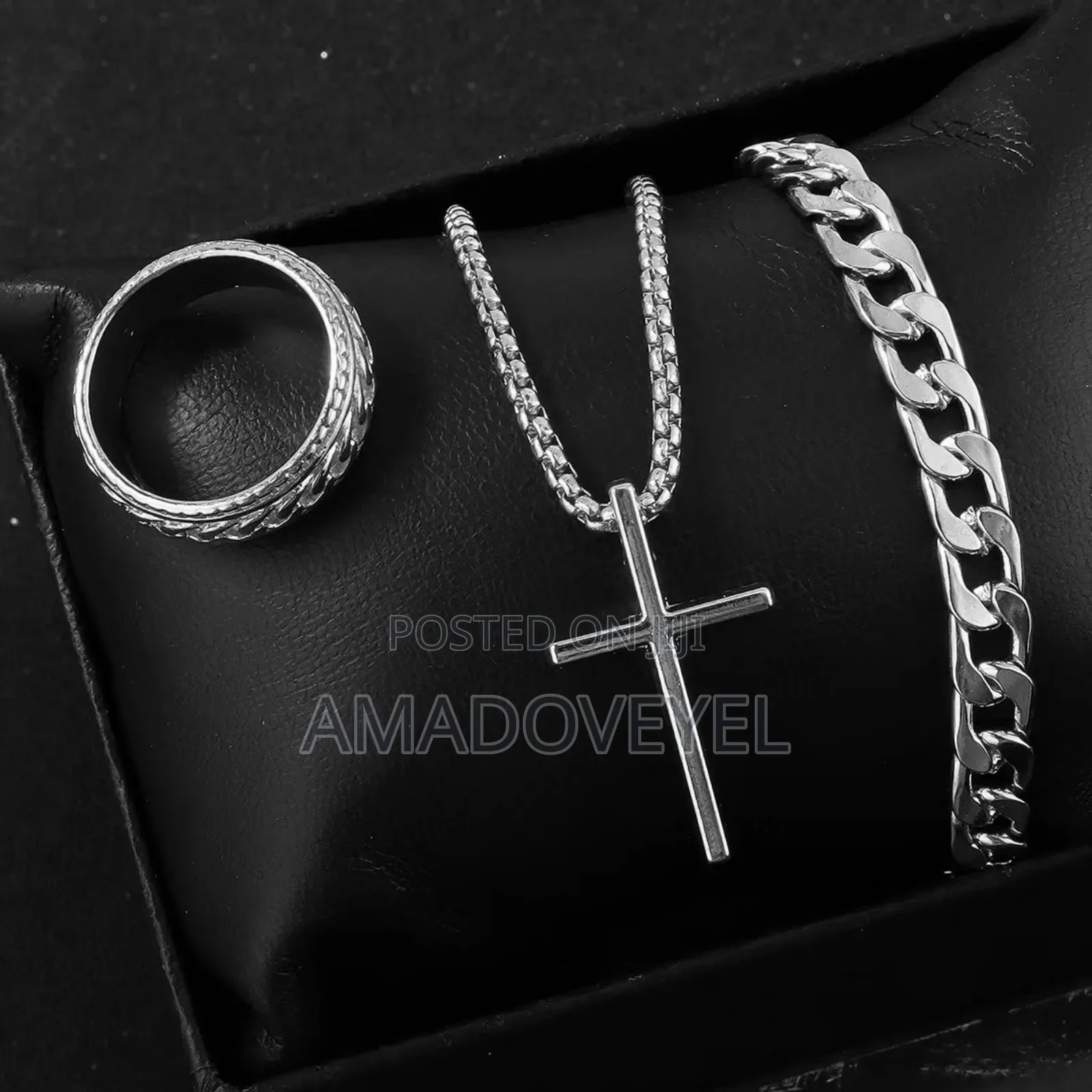 3pcs Stainless Steel Necklace Bracelet