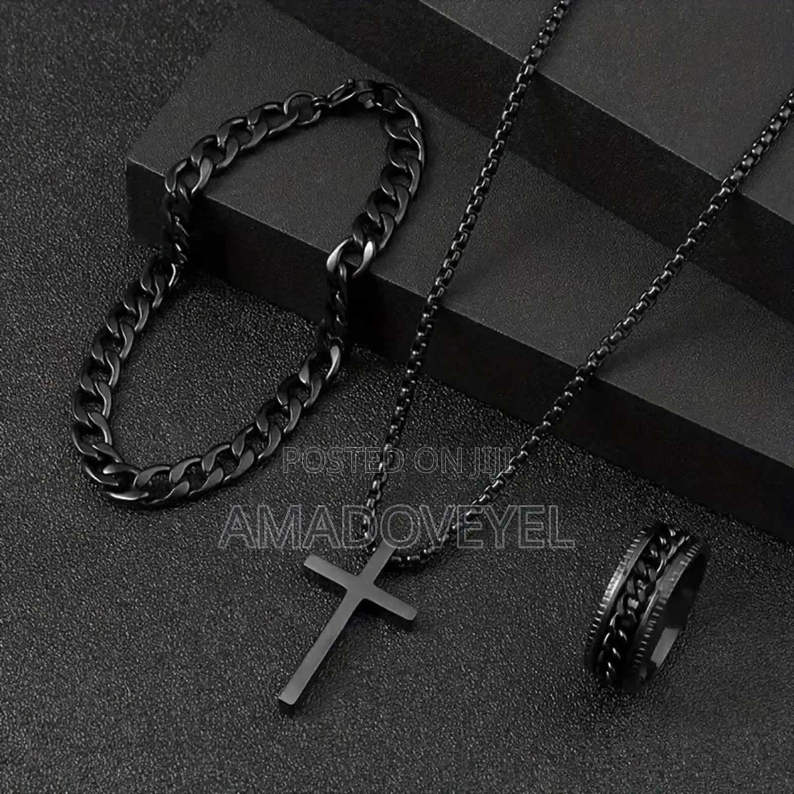 3pcs Stainless Steel Necklace Bracelet