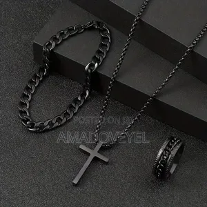 3pcs Stainless Steel Necklace Bracelet
