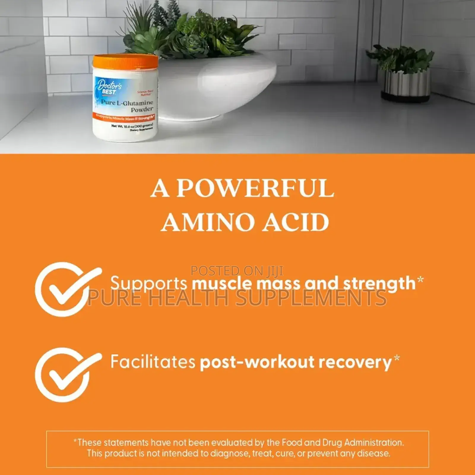 Pure L-Glutamine Powder, (300 G) for Stomach Ulcers and Gastritis