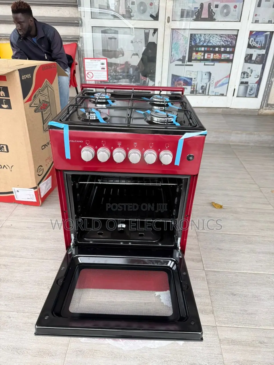Easy to Use 50x50 Volcano(Red). 4 Gas Burner With Glass Lid