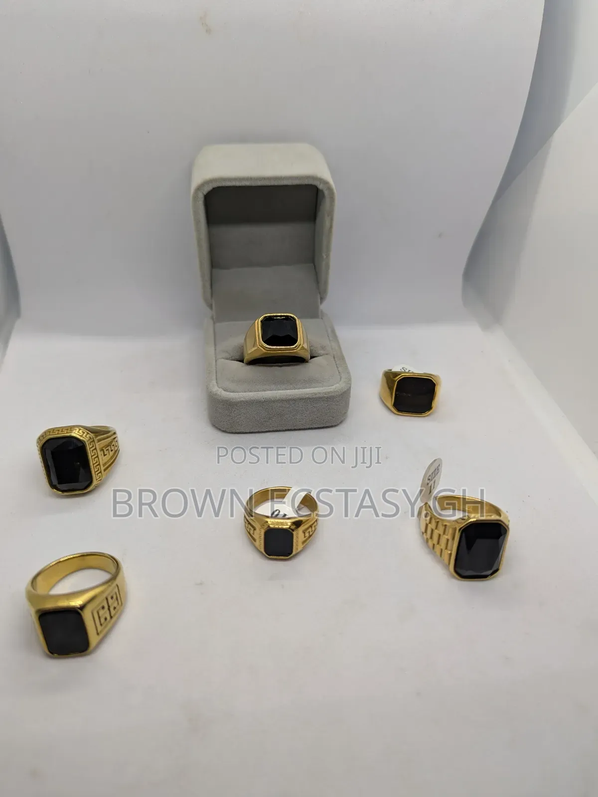 Square Black Stone Rings (Swipe for More)