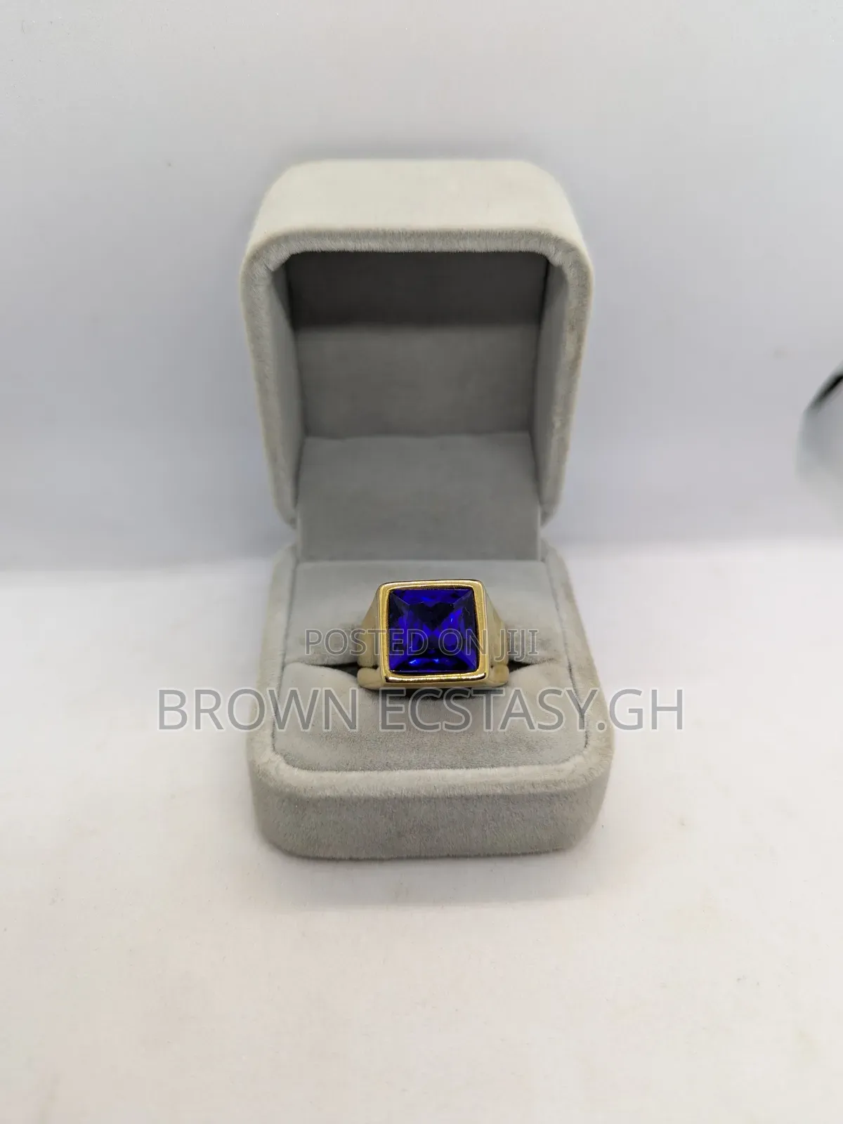 Gold Plated Blue Stone Rings (Yin Yang)