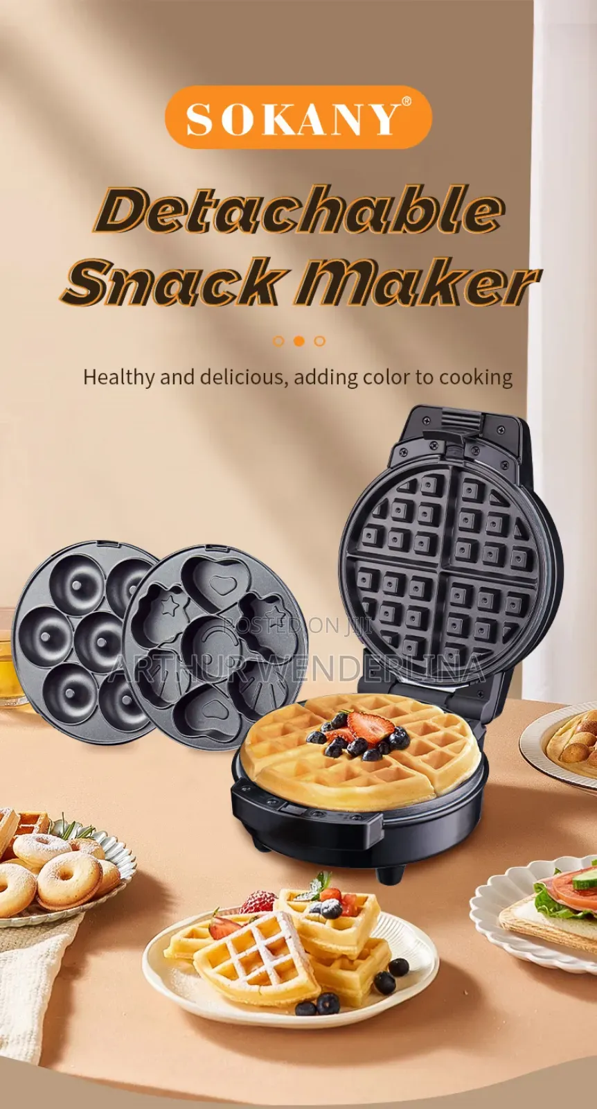 Sokany Detachable Snack Maker 3 in 1.( 600watt)