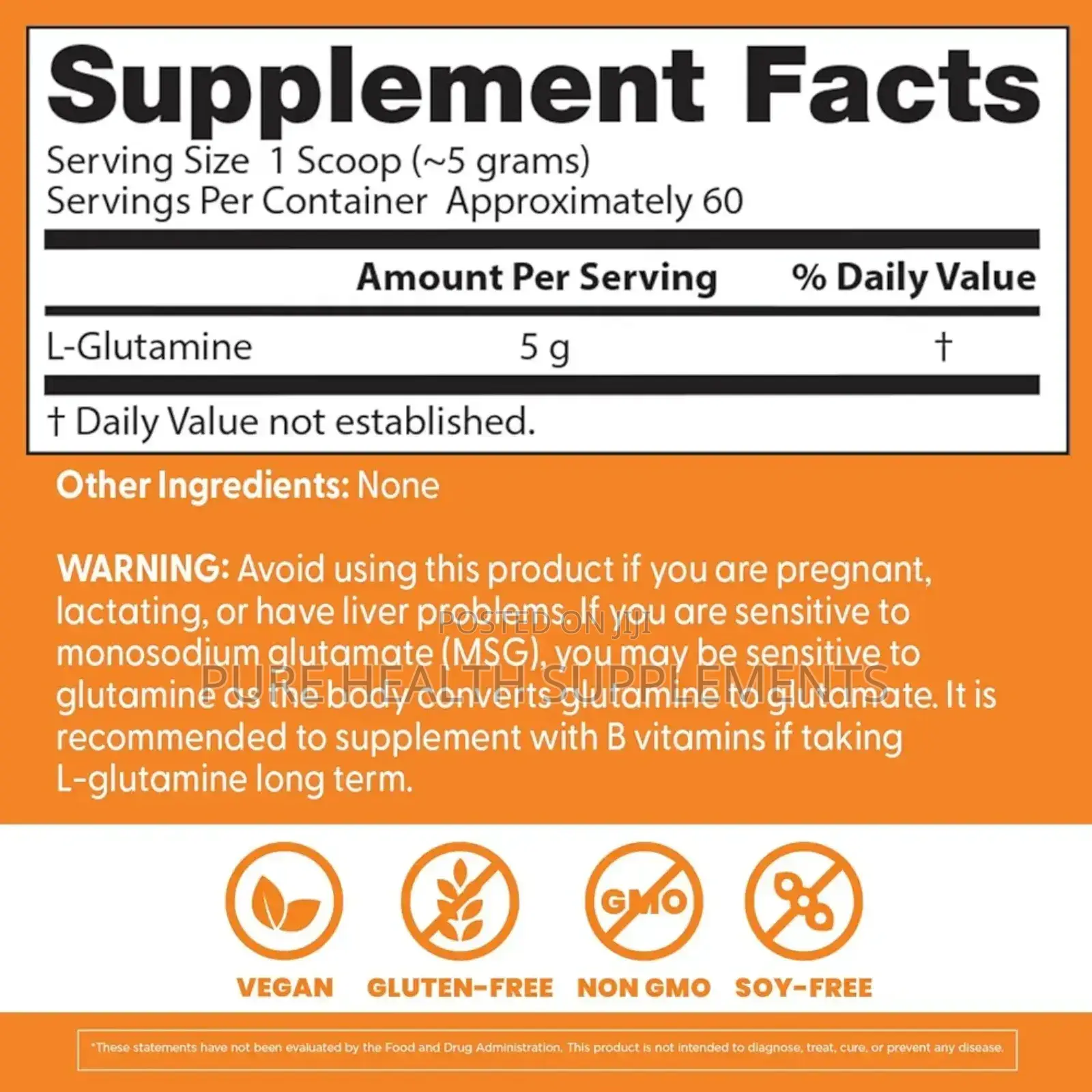 Pure L-Glutamine Powder, (300 G) for Stomach Ulcers and Gastritis