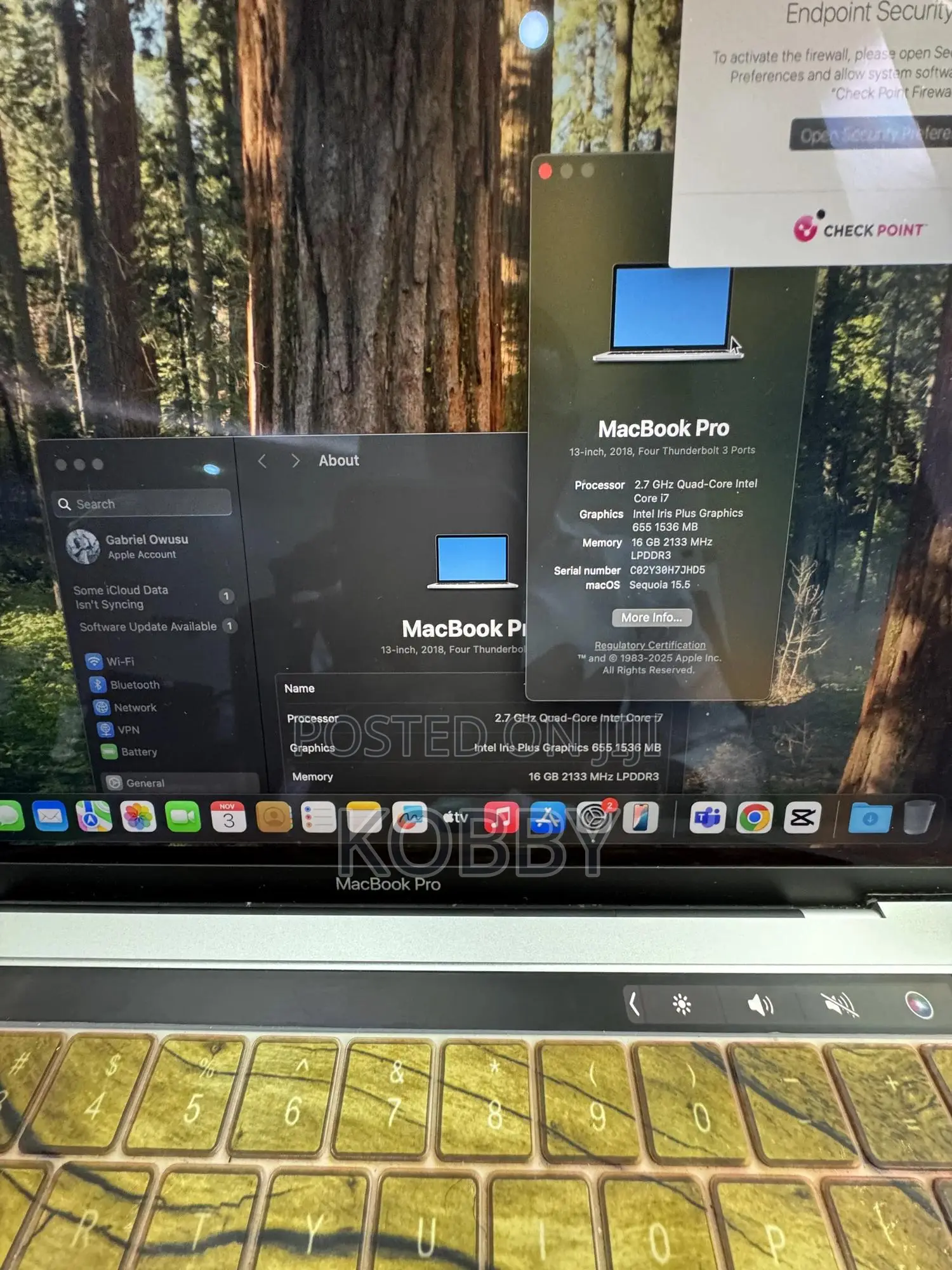 Laptop Apple MacBook Pro 2018 16GB Intel Core i7 SSD 512GB
