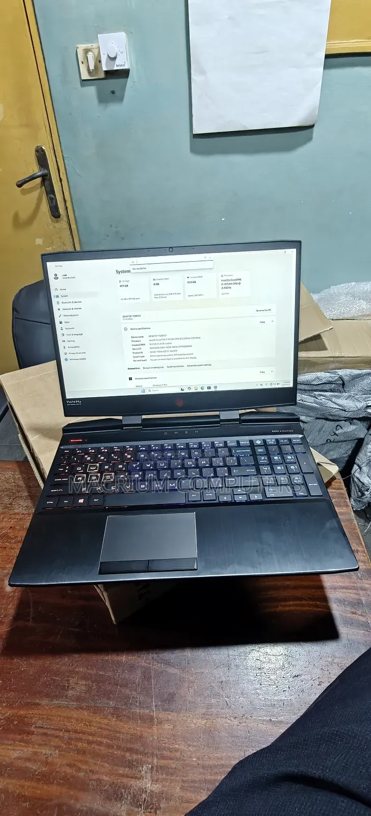 Laptop HP Omen 15-dh002nr 16GB Intel Core i7 SSD 512GB