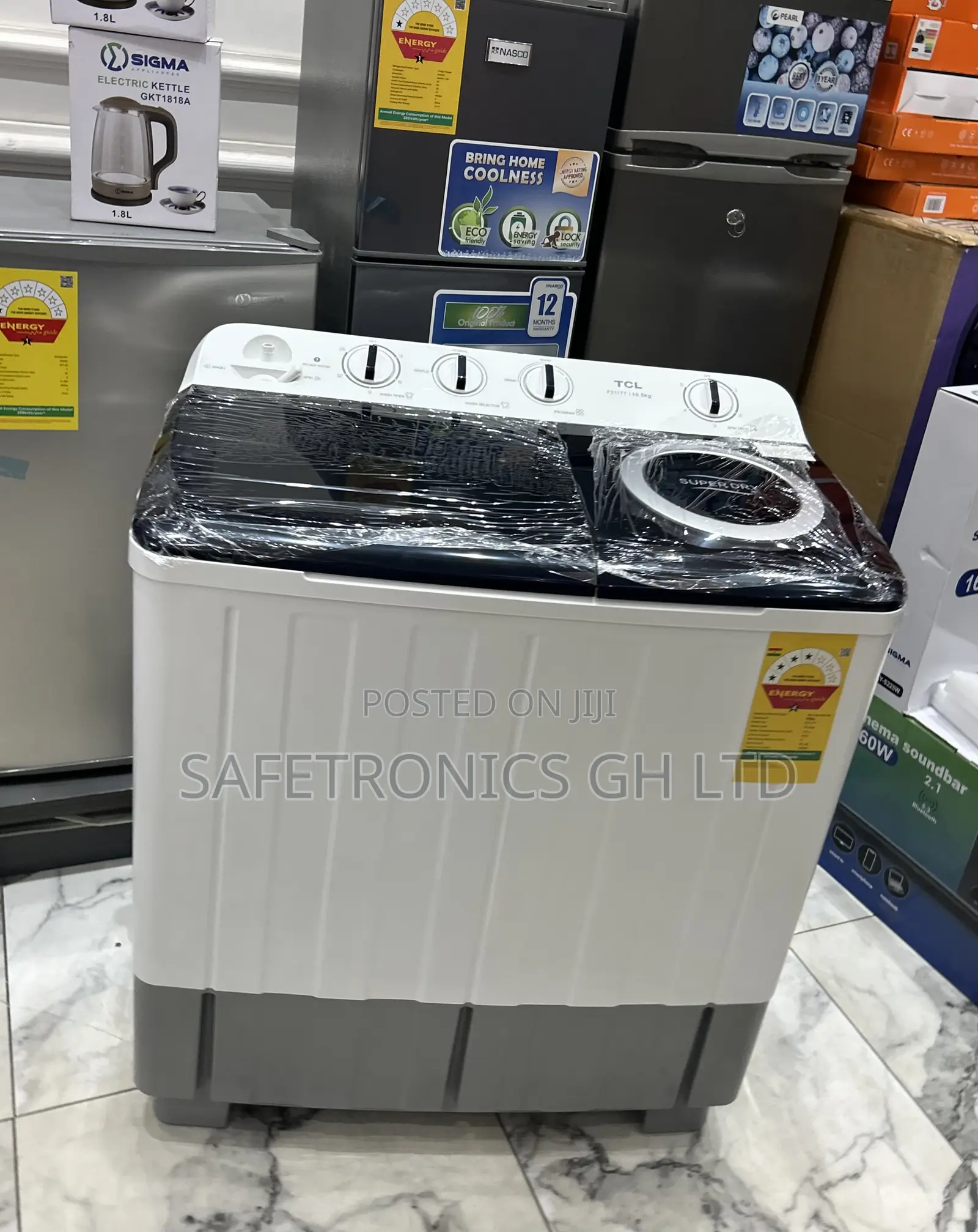 Just Buy White:Grey TCL 11kg Topload Semiautomatic Washingmachine