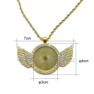 Stainless Steel Chain Sublimation Customization Wing Jewelry Necklace