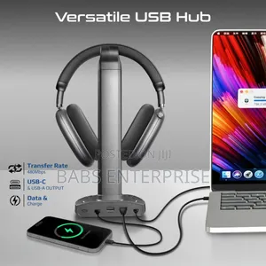 Promate Fortx Multifu Rgb Headset Stand 15w Wireless Charger & Usb Hub