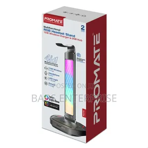 Promate Fortx Multifu Rgb Headset Stand 15w Wireless Charger & Usb Hub