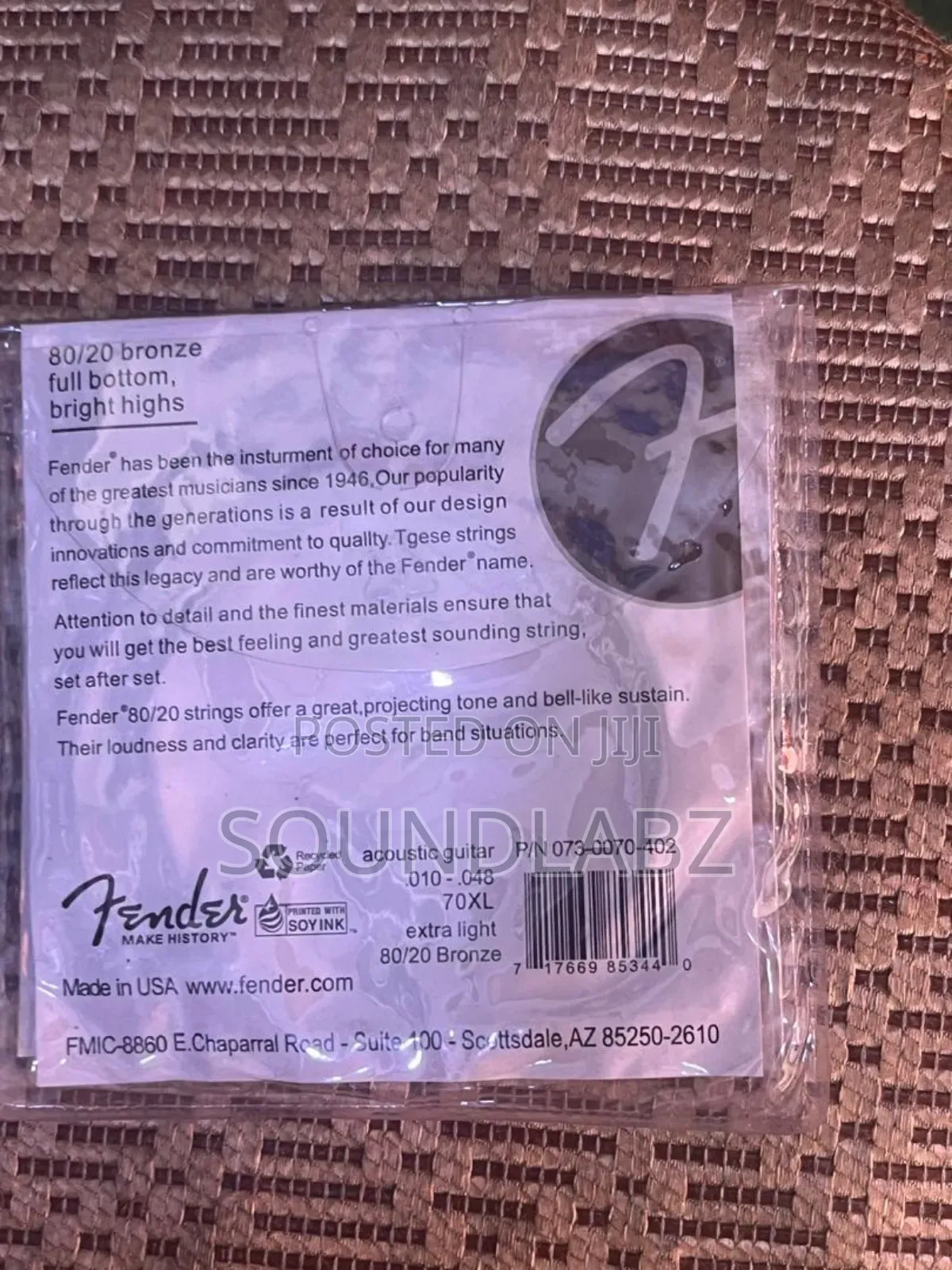 Fender 70xl 80/20 Bronze Extra Light Acoustic Guitar Strings
