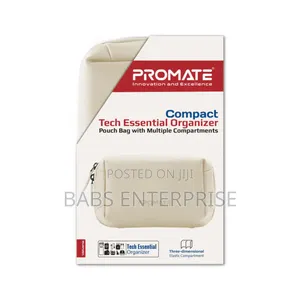 Promate Velvena Compact Tech Essential Organizer Pouch Bag Beige