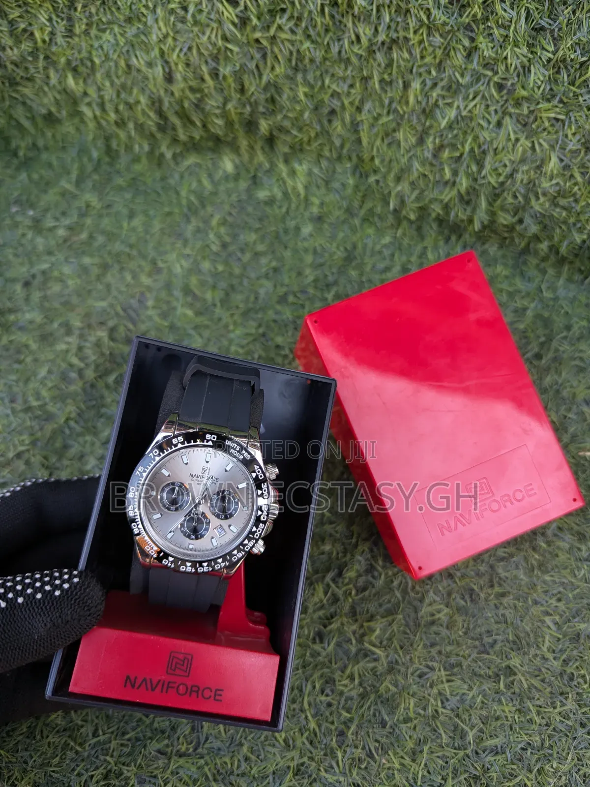 Naviforce Silver and Black Chronographic Watch