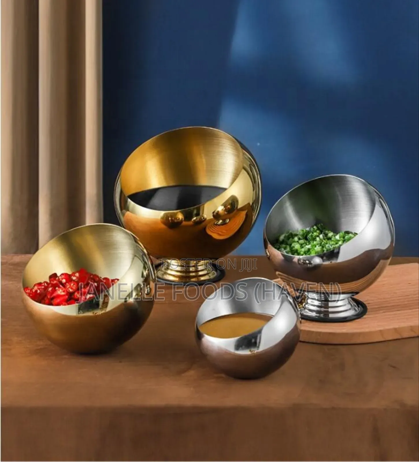 Renting!! Oblique Stainless Steel Serving Bowls (Gold/Silver)