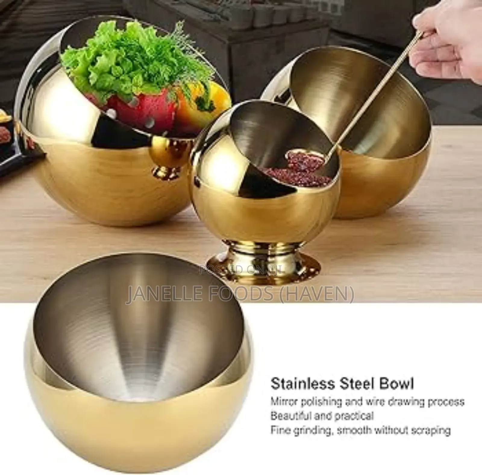 Renting!! Oblique Stainless Steel Serving Bowls (Gold/Silver)