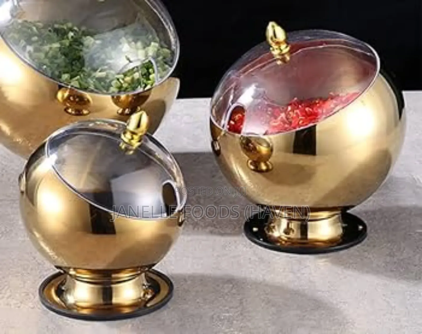 Renting!! Oblique Stainless Steel Serving Bowls (Gold/Silver)