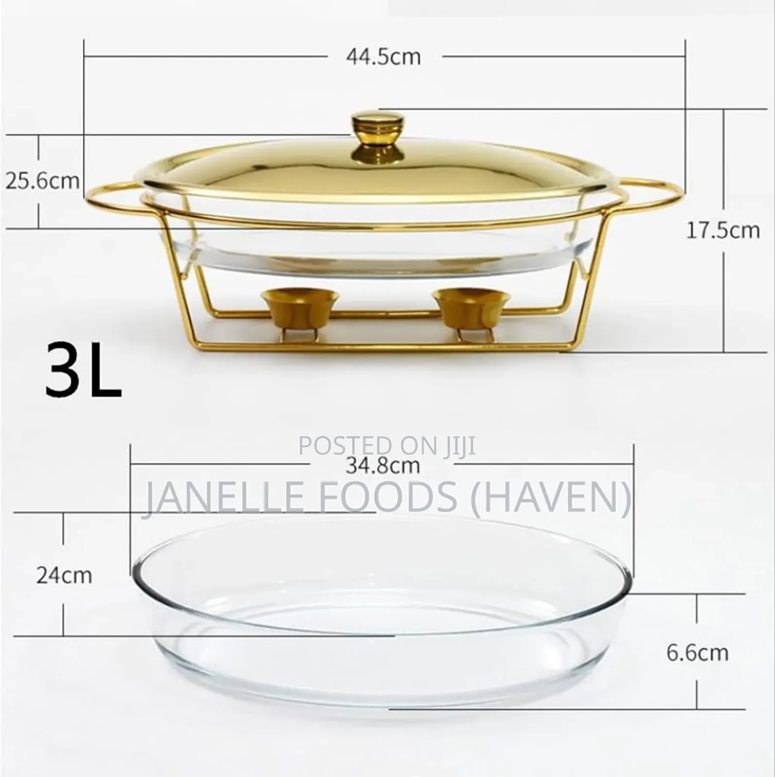 Luxurious Gold-Rimmed Rectangular Glass Chafers