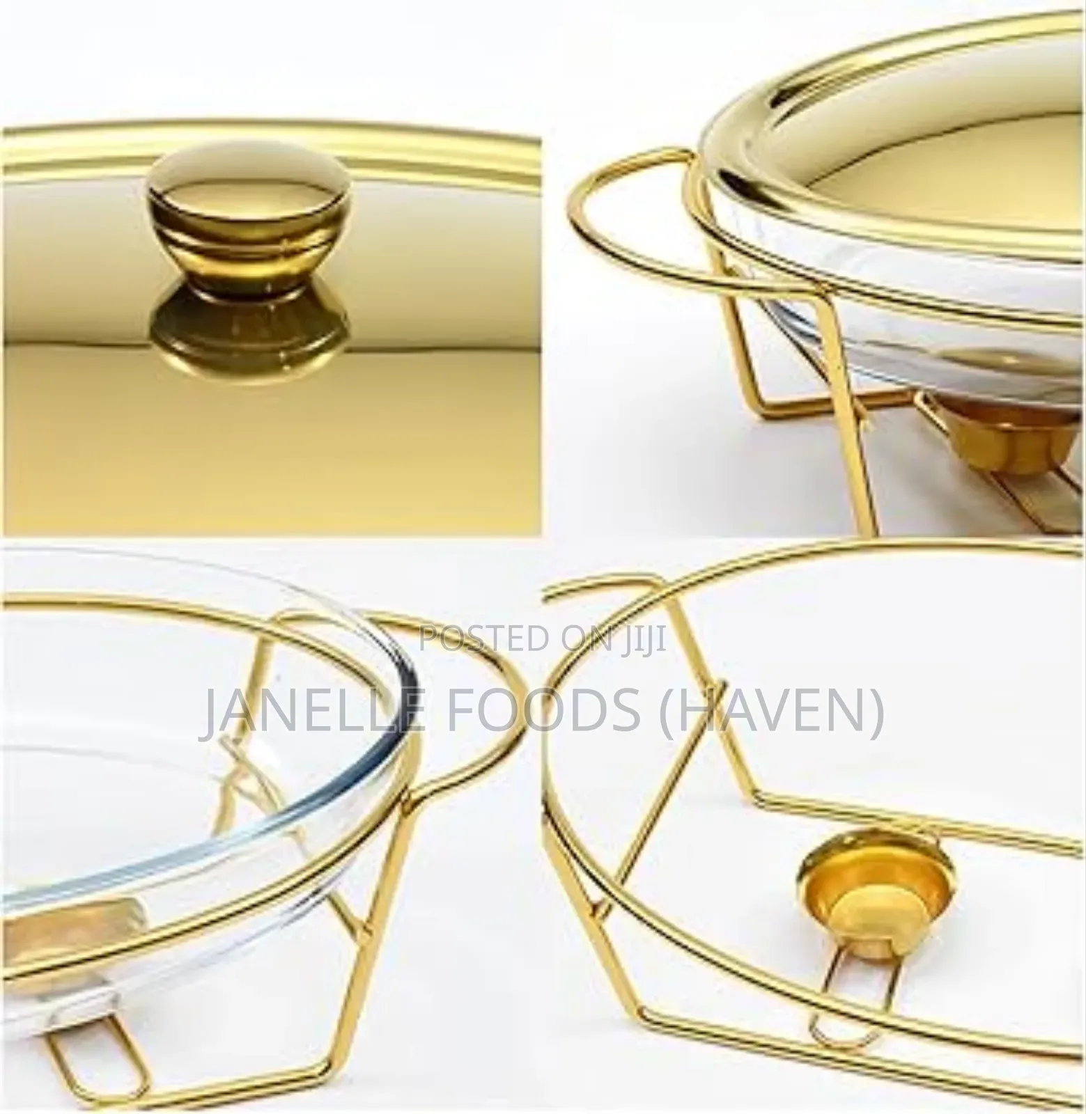 Luxurious Gold-Rimmed Rectangular Glass Chafers