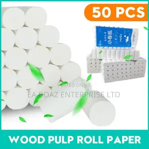 50 Rolls 4 Layers Toilet Paper Ultra Soft Wood Roll, Bathroom Tissue