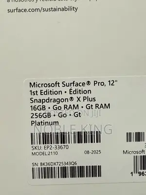 New Laptop Microsoft Surface Pro Copilot+ PC 12 16GB SSD 256GB