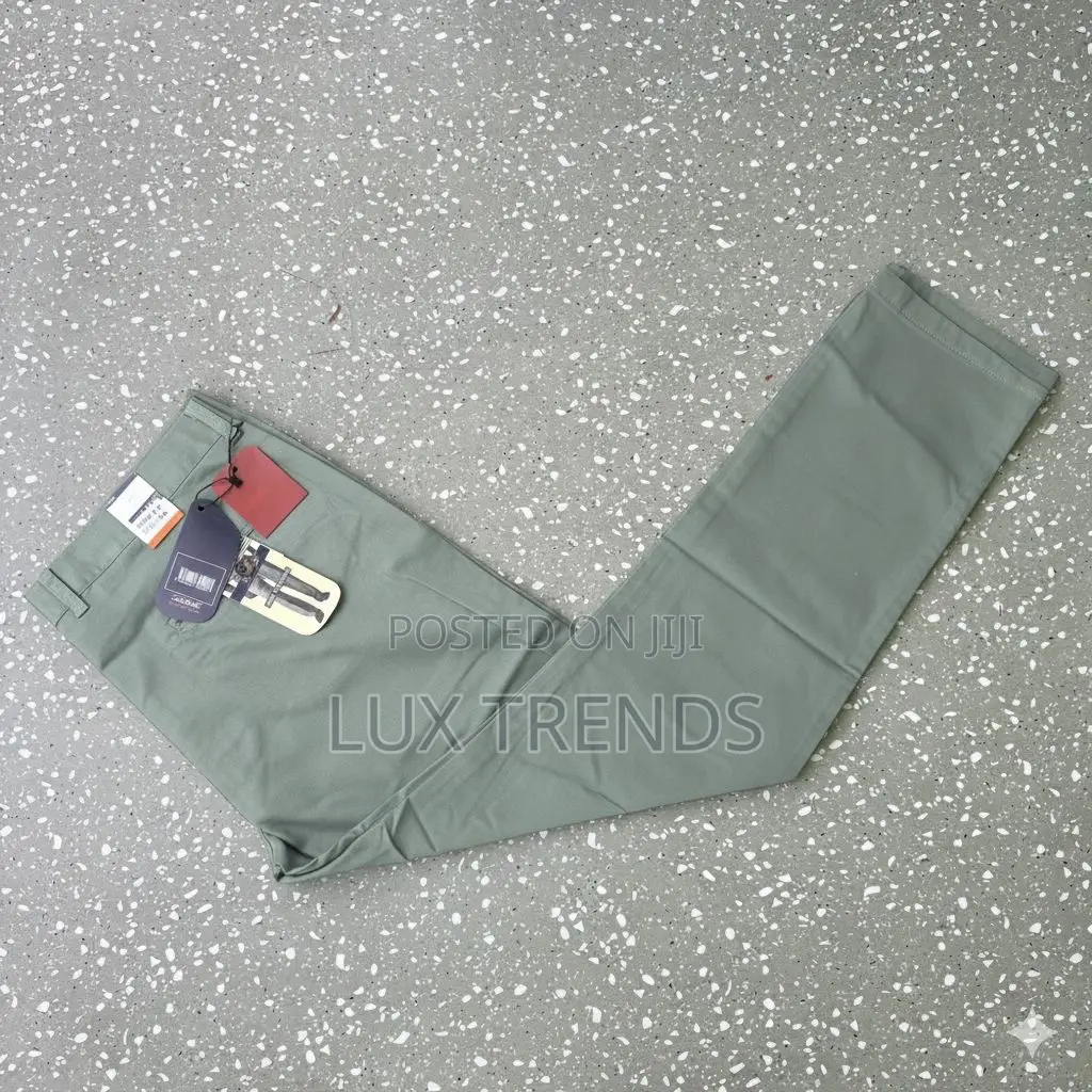 Mens Stretch None Fade Khaki Long Trousers