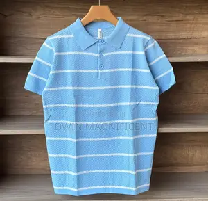 Classic Striped Polo Shirt for Men | Premium Knit Design |
