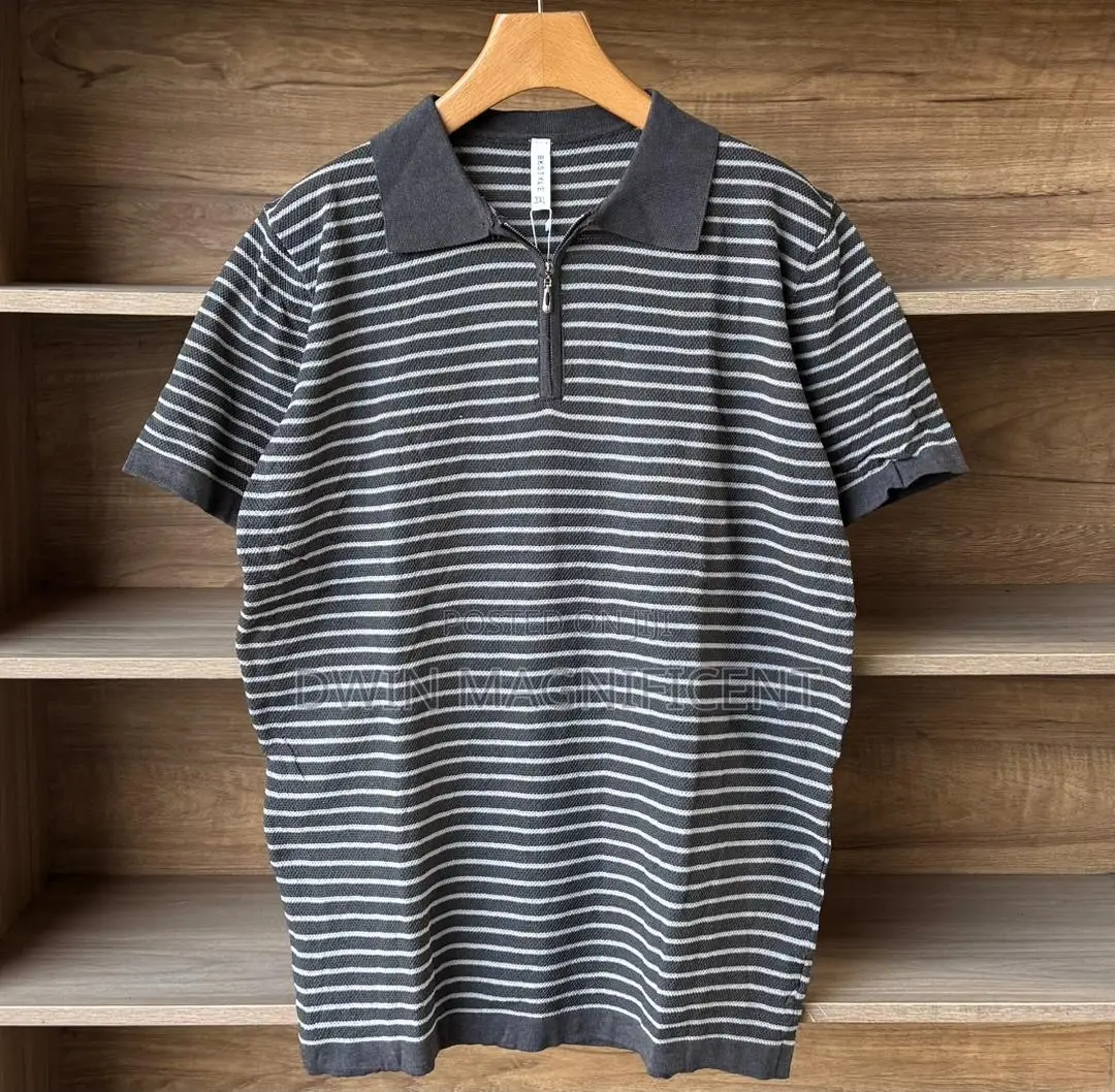 Classic Striped Polo Shirt for Men | Premium Knit Design |