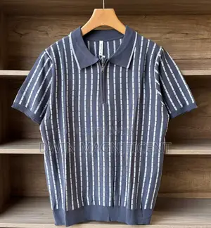 Classic Striped Polo Shirt for Men | Premium Knit Design |