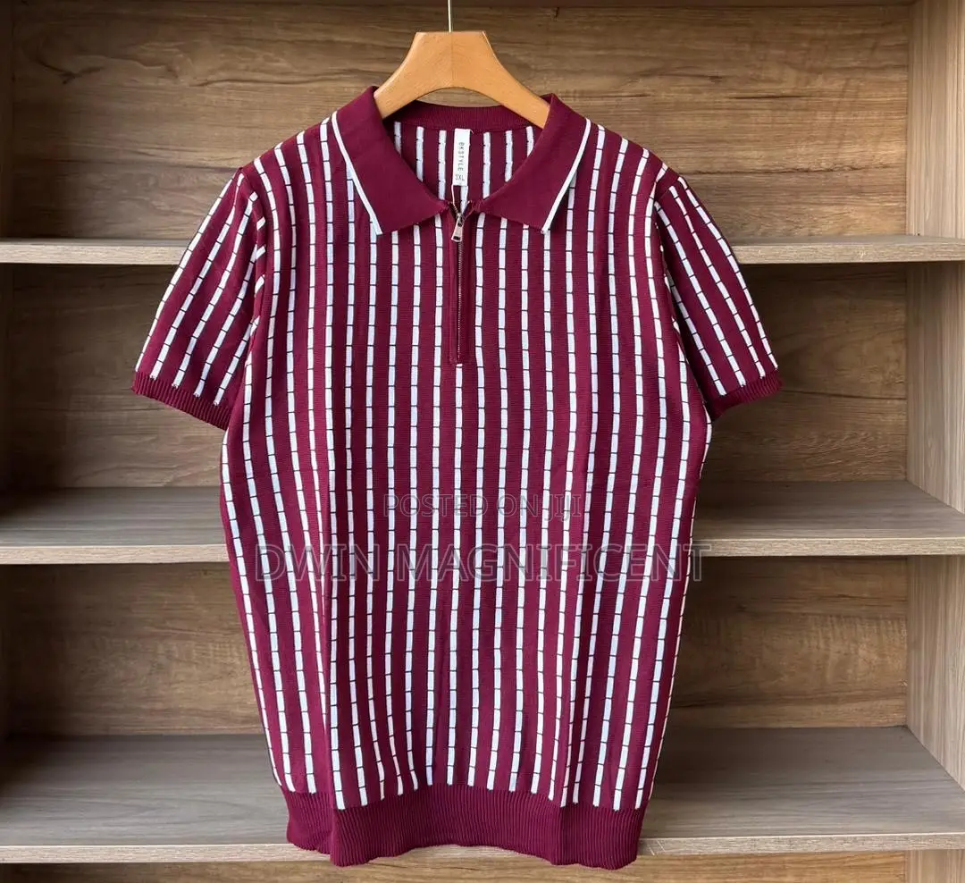 Classic Striped Polo Shirt for Men | Premium Knit Design |