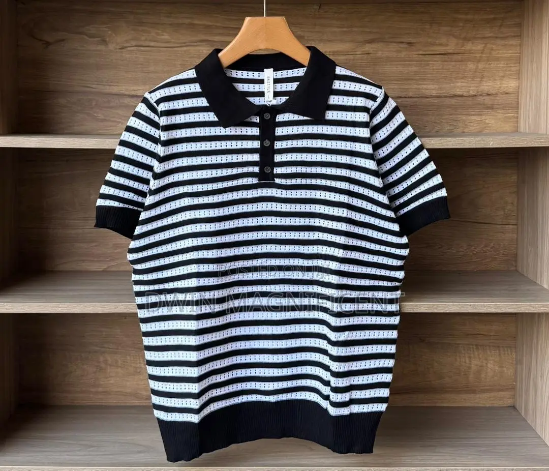 Classic Striped Polo Shirt for Men | Premium Knit Design |