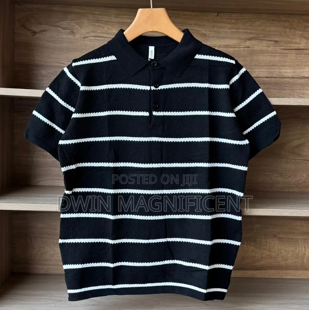 Classic Striped Polo Shirt for Men | Premium Knit Design |