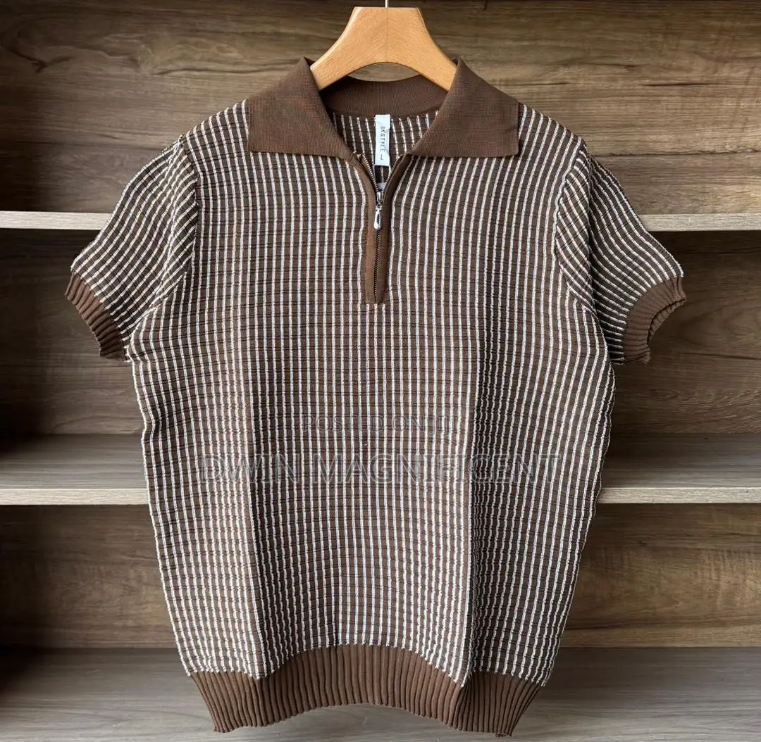 Classic Striped Polo Shirt for Men | Premium Knit Design |