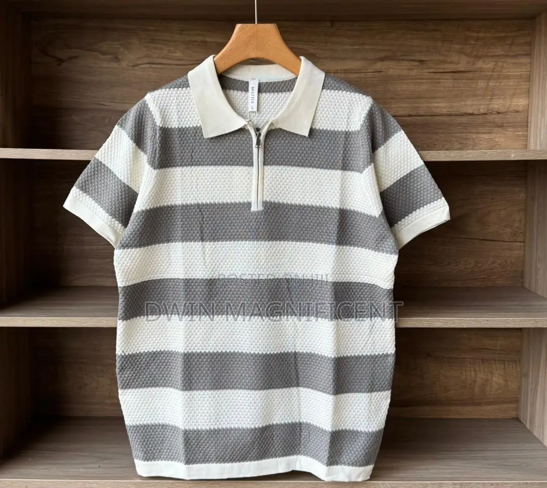 Classic Striped Polo Shirt for Men | Premium Knit Design |