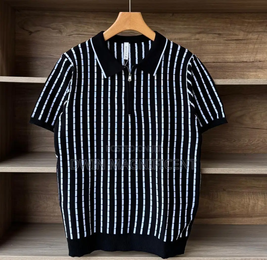 Classic Striped Polo Shirt for Men | Premium Knit Design |