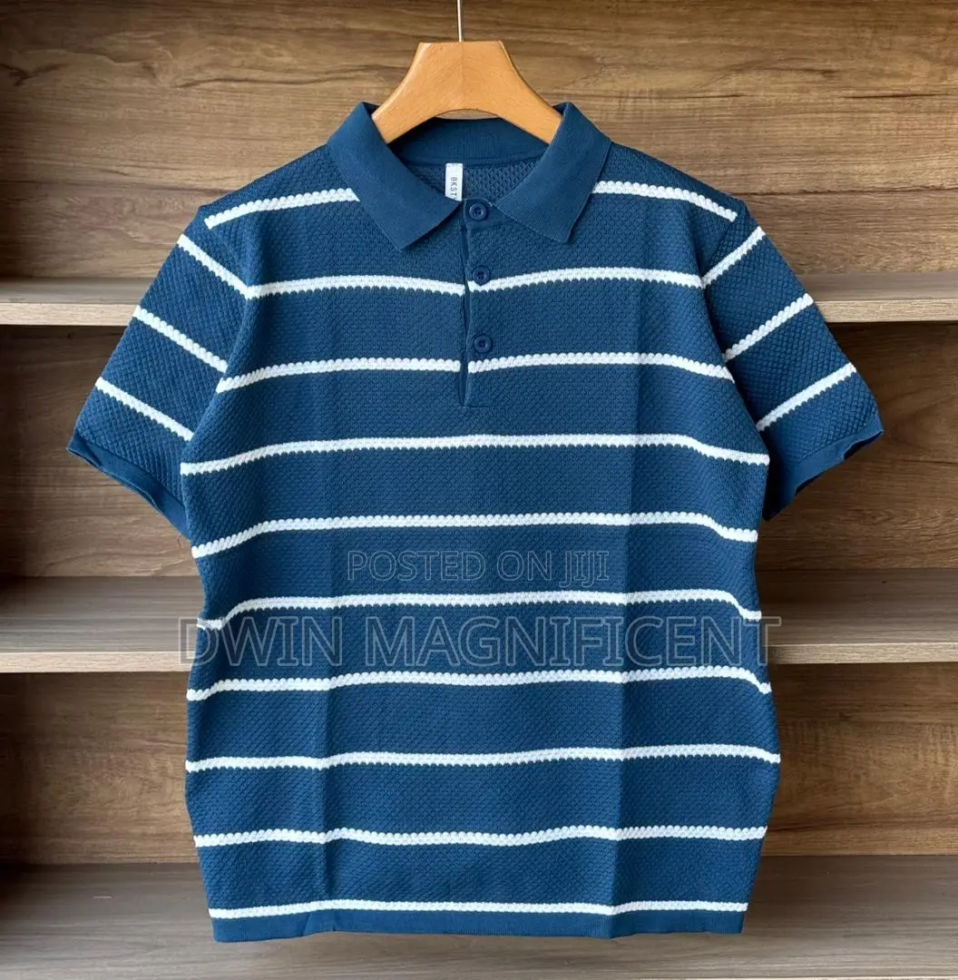 Classic Striped Polo Shirt for Men | Premium Knit Design |